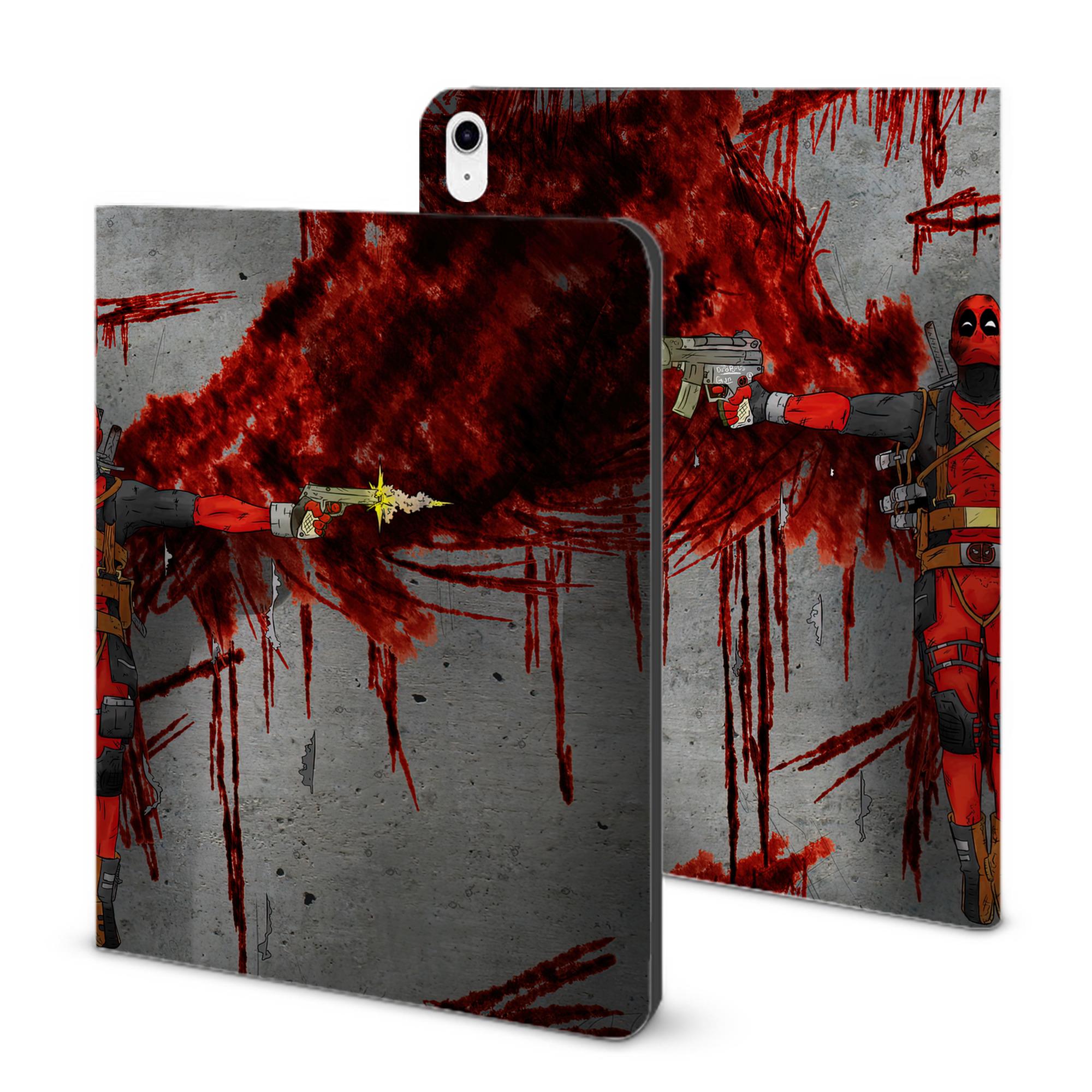 （画像用） Deadpool デッドプール IPad ケース ブック型 PUレザー TPU 耐衝撃 軽量 薄型 ペン収納なし 全面保護 IPad 各モデル対応